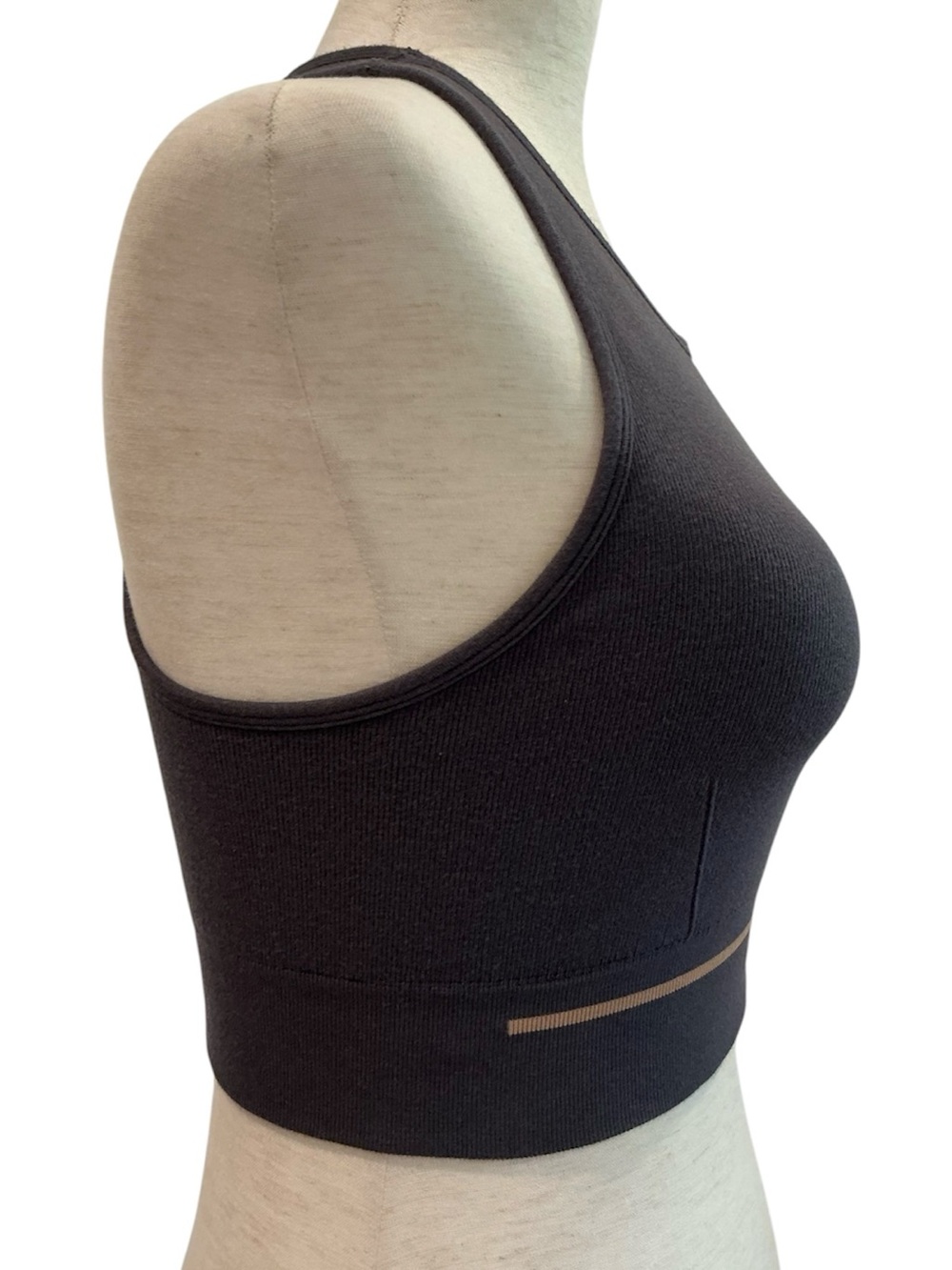 Lunya Ribbed Scoop Sports Bra with Logo Band in Taupe Size Medium - Picture 3 of 8